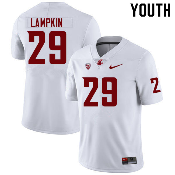 Youth #29 Cam Lampkin Washington State Cougars College Football Jerseys Sale-White